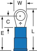 2JJN8 Ring Terminal, Blue, Brazed16-14, PK1000