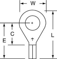 2JJU8 Ring Terminal, Bare, Butted22-18, PK1000