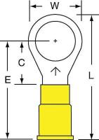 2JMF5 Ring Terminal, Yellow, Brazed, 12-10, PK500