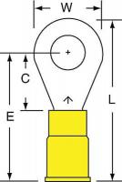 2JKJ8 Ring Terminal, Yellow, Butted, 12-10, PK500