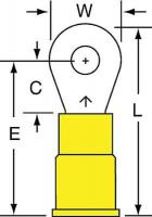2JMA9 Ring Terminal, Yellow, Brazed, 12-10, PK500