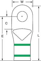 2JKK5 Ring Terminal, Green, Brazed, 1 AWG, PK100