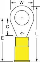 2JKK6 Ring Terminal, Yellow, Brazed, 12-10, PK500