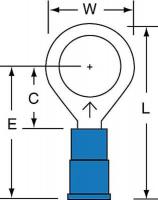 2JKT7 Ring Terminal, Blue, Butted16-14, PK1000