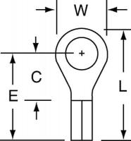 2JKU4 Ring Terminal, Bare, Butted22-18, PK1000