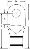 2JKV6 Ring Terminal, Black, Brazed, 2/0 AWG, PK100