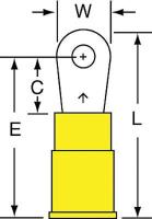 2JKX3 Ring Terminal, Yellow, Butted, 12-10, PK500