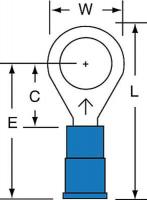 2JKZ3 Ring Terminal, Blue, Butted16-14, PK1000