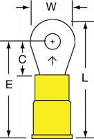 2JLA8 Ring Terminal, Yellow, Butted, 12-10, PK500