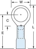 2JLD3 Ring Terminal, Blue, Brazed, 16 to 14, PK250