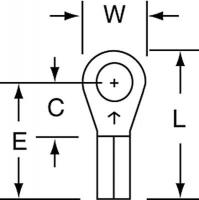 2JLD4 Ring Terminal, Bare, Butted22-18, PK1000