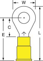 2JLE3 Ring Terminal, Yellow, Brazed, 12-10, PK500