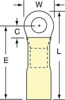 2JLG8 Ring Terminal, Yellow, Brazed, 12-10, PK250