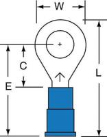 2JLH9 Ring Terminal, Blue, Brazed16-14, PK1000