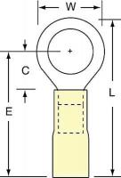 2JLK1 Ring Terminal, Yellow, Brazed, 12-10, PK250