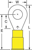 2JLL5 Ring Terminal, Yellow, Brazed, 12-10, PK500