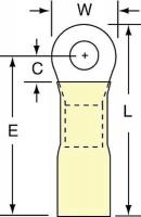 2JLL8 Ring Terminal, Yellow, Brazed, 12-10, PK250