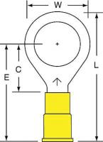 2JLL9 Ring Terminal, Yellow, Brazed, 12-10, PK500