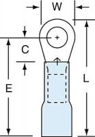 2JLR1 Ring Terminal, Blue, Brazed, 16 to 14, PK250
