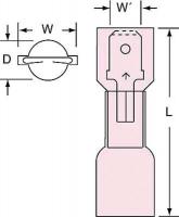 2JLR5 Male Disconnect, Red, 22 to 18 AWG, PK250