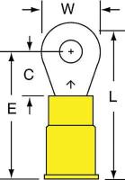 2JLU8 Ring Terminal, Yellow, Brazed, 12-10, PK500