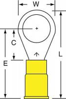2JLV3 Ring Terminal, Yellow, Butted, 12-10, PK500