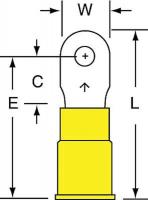 2JLZ6 Ring Terminal, Yellow, Brazed, 12-10, PK500