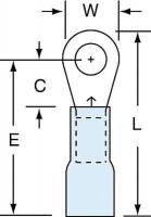 2JLZ7 Ring Terminal, Blue, Brazed, 16 to 14, PK250