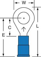 2JMA1 Ring Terminal, Blue, Butted16-14, PK1000