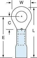 2JMA6 Ring Terminal, Blue, Brazed, 16 to 14, PK250