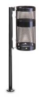 2KDJ9 Park Basket, Pole/Wall Mount, 10G, Black
