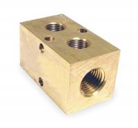 2KHN3 Manifold, 1/4 In Inlet, 2 Outlets, Brass