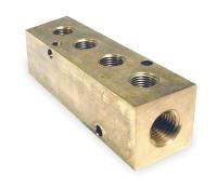 2KHN9 Manifold, 3/8 In Inlet, 4 Outlets, Brass