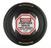 2KJH6 Danger Sign, 4In, BK and R/WHT, ENG, Text