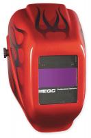 2KUV8 Weld Helmet, Red w/Flames, Shade 9-12