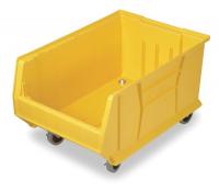2KVX5 Moblie Stack Bin, Yellow, With Casters