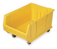 2KVX9 Moblie Stack Bin, Yellow, With Casters