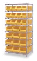 2KVY6 Bin Shelving, Wire, 36X24, 24 Bins, Yellow