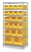 2KVY8 Bin Shelving, Wire, 36X24, 20 Bins, Yellow
