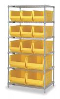 2KVZ3 Bin Shelving, Wire, 36X30, 13 Bins, Yellow