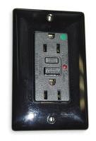 2KWK9 GFCI Receptacle, Duplex, 15A, 5-15R, Black