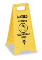 2LEB1 Floor Sign, Closed, Multilingual, Yellow