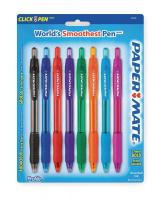 2LTZ5 Ballpoint Pen, Retractable, Med, Asst., PK 8