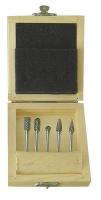 2LYT5 Carbide Bur Set, Dbl Cut, 1/8 In, 5 Pcs