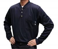 2NNP9 FR Lng Sleeve Henley Shirt, Navy, M, Button