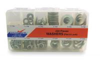 2NRZ9 Washer Asst, Regular, SAE, Steel, Zinc, 232PC