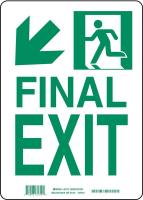 2PB66 Exit Sign, 14 x 10In, GRN/WHT, Final Exit