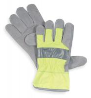 4NHD7 Leather Gloves, Cowhide, Hi Vis Lime, M, Pr