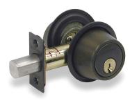 2RE81 Deadbolt, Steel, Bronze, 6 Pins, 2 Keys