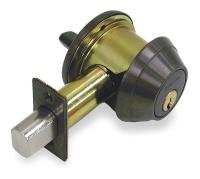 2RE82 Deadbolt, Steel, Bronze, 6 Pins, 2 Keys